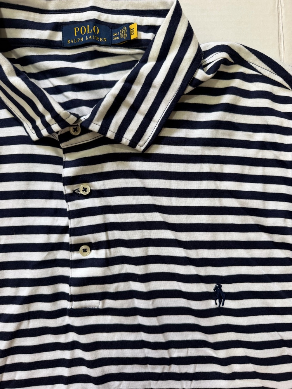 Polo Ralph Lauren Polo Shirt Blue White Striped Pony Short Sleeve Mens Size 3XLT